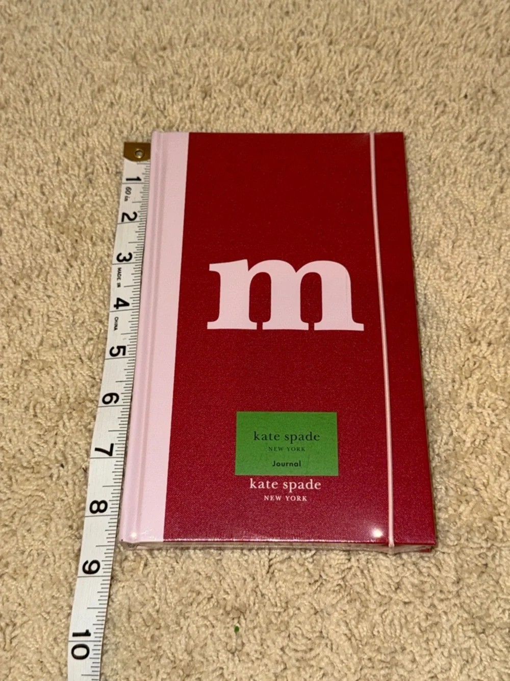 kate spade Red and Light Pink Hardcover Journal with Initial ‘m’
